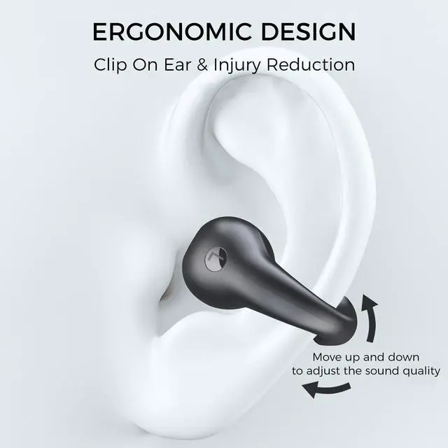 Alt view image 5 of 7 - Wireless Open Ear Clip Earbuds, Bluetooth 5.3, Up to 18 Hours Playtime, 350mAh battery, Lightweight, Wireless Bluetooth Earbuds for Cycling, Sport, Running, Driving-Black