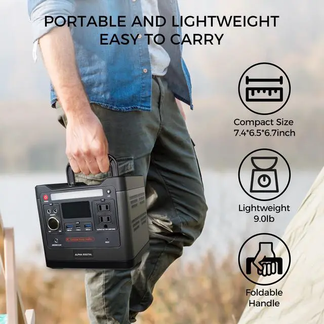 Alt view image 4 of 7 - ALPHA DIGITAL 320W Outdoor Portable Power Station, 298Wh/93120mAh, LiFePO4 Lithium Battery Outdoor Emergency Power Backup, 110V/320W AC Outlet, 12V DC Output, USB QC3.0 &Type-C, LED Flashlight, for Ho
