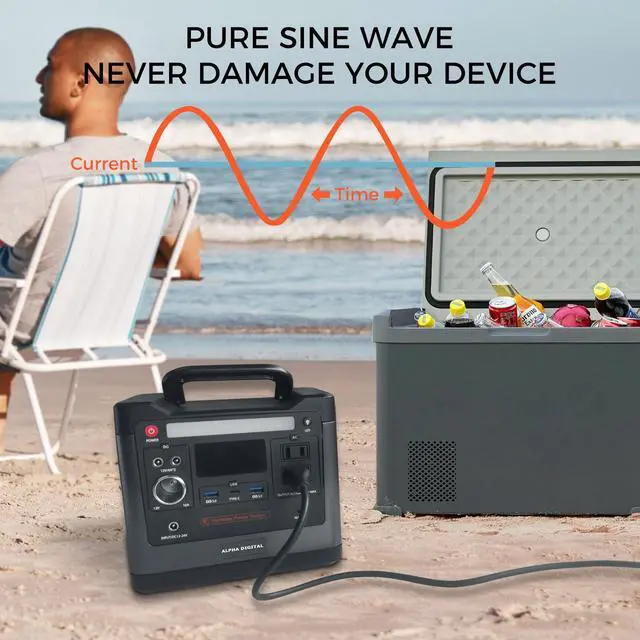 Alt view image 6 of 7 - ALPHA DIGITAL 320W Outdoor Portable Power Station, 298Wh/93120mAh, LiFePO4 Lithium Battery Outdoor Emergency Power Backup, 110V/320W AC Outlet, 12V DC Output, USB QC3.0 &Type-C, LED Flashlight, for Ho