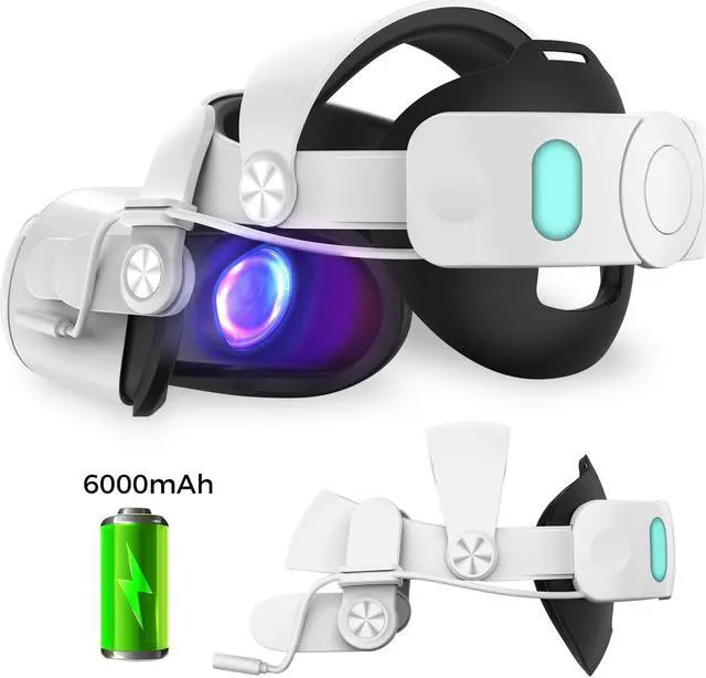 Main image of ALPHA DIGITAL Head Strap with 6000mAh Battery for Quest 2, Extended 4 Hrs Playtime, Fast Charging VR Power, Elite Strap Replacement, Adjustable for Enhanced Comfort