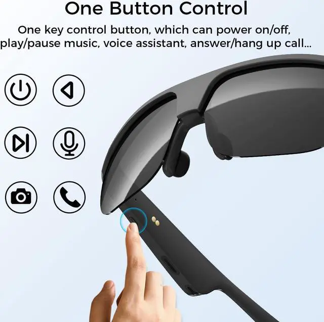 Alt view image 2 of 7 - Alpha Digital Smart Polarized Bluetooth Sunglasses, Built-in Mic & Speakers, Voice Assistant, Open Ear Music & HD Calling, Magnetic Charging, Noise Reduction, IP65 Waterproof