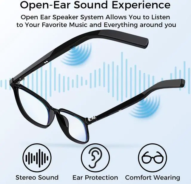 Alt view image 4 of 7 - Alpha Digital Smart Glasses with Built-in Mic & Speakers, Voice Assistant, 2 Interchangeable Magnetic Clipover Lenses, Open Ear Music & Clear Calling, IP65 Waterproof