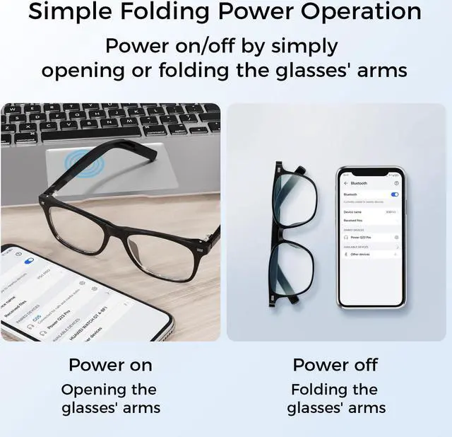 Alt view image 7 of 7 - Alpha Digital Smart Glasses with Built-in Mic & Speakers, Voice Assistant, 2 Interchangeable Magnetic Clipover Lenses, Open Ear Music & Clear Calling, IP65 Waterproof