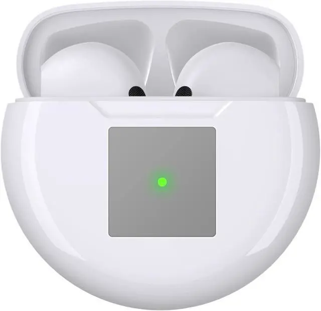 Main image of Wireless Bluetooth 5.2 Earbuds, Semi in Ear with Dual Mic Noise Cancelling, 30Hrs Playtime, Stereo Sound, IP54 Waterproof, Lightweight Design, 300mAh Battery Wireless Charging Case - White