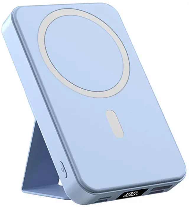 Main image of 10000mAh Portable Magnetic Wireless Charge Power Bank with Phones Stand Blue