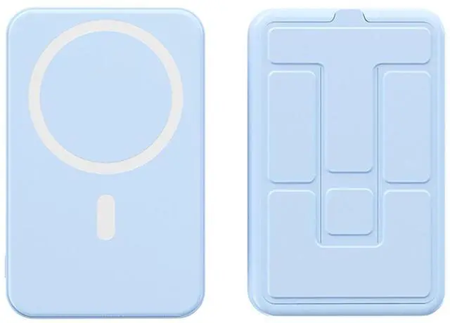 Alt view image 3 of 3 - 10000mAh Portable Magnetic Wireless Charge Power Bank with Phones Stand Blue