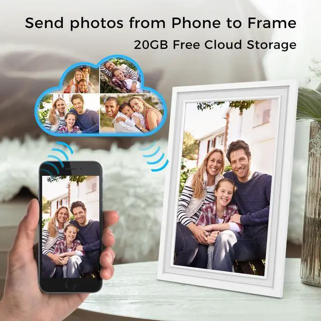 Alt view image 2 of 7 - Sungale 10.1 True Cloud Frame with Editable Cloud Albums, IPS HD Touch Screen, 20GB Free Cloud Storage, Computer or App Remote Manage, Full Features & Functions, 16GB Storage, Auto-Rotate White