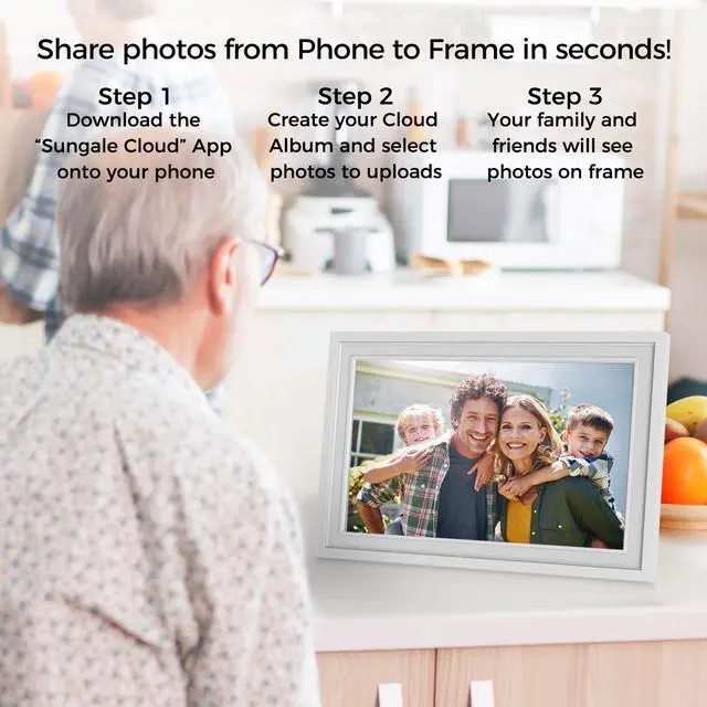 Alt view image 3 of 7 - Sungale 10.1 True Cloud Frame with Editable Cloud Albums, IPS HD Touch Screen, 20GB Free Cloud Storage, Computer or App Remote Manage, Full Features & Functions, 16GB Storage, Auto-Rotate White