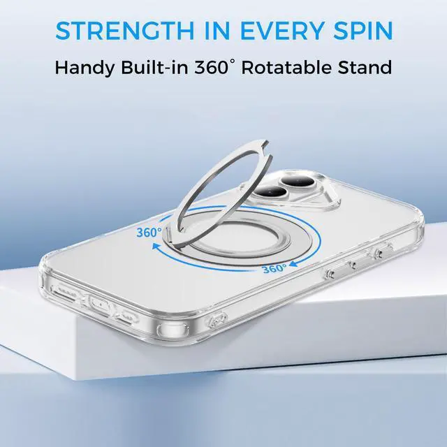 Alt view image 2 of 7 - Clear Magnetic Case with Ring Stand for Apple iPhone 17, Fit for MagSafe, Shock Absorption Bumper, Soft Flexible TPU, Shock Resistant, Fingerprint Resistant
