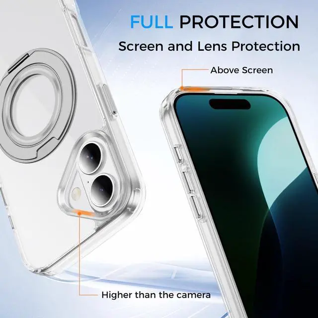 Alt view image 6 of 7 - Clear Magnetic Case with Ring Stand for Apple iPhone 17, Fit for MagSafe, Shock Absorption Bumper, Soft Flexible TPU, Shock Resistant, Fingerprint Resistant