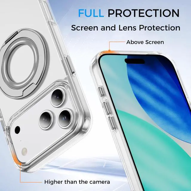 Alt view image 6 of 7 - Clear Magnetic Case with Ring Stand for Apple iPhone 17 Pro, Fit for MagSafe, Shock Absorption Bumper, Soft Flexible TPU, Shock Resistant, Fingerprint Resistant