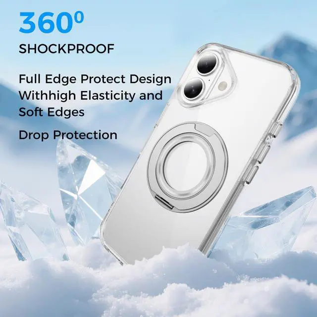 Alt view image 5 of 7 - Clear Magnetic Case with Ring Stand for Apple iPhone 16 Plus, Fit for MagSafe, Shock Absorption Bumper, Soft Flexible TPU, Shock Resistant, Fingerprint Resistant
