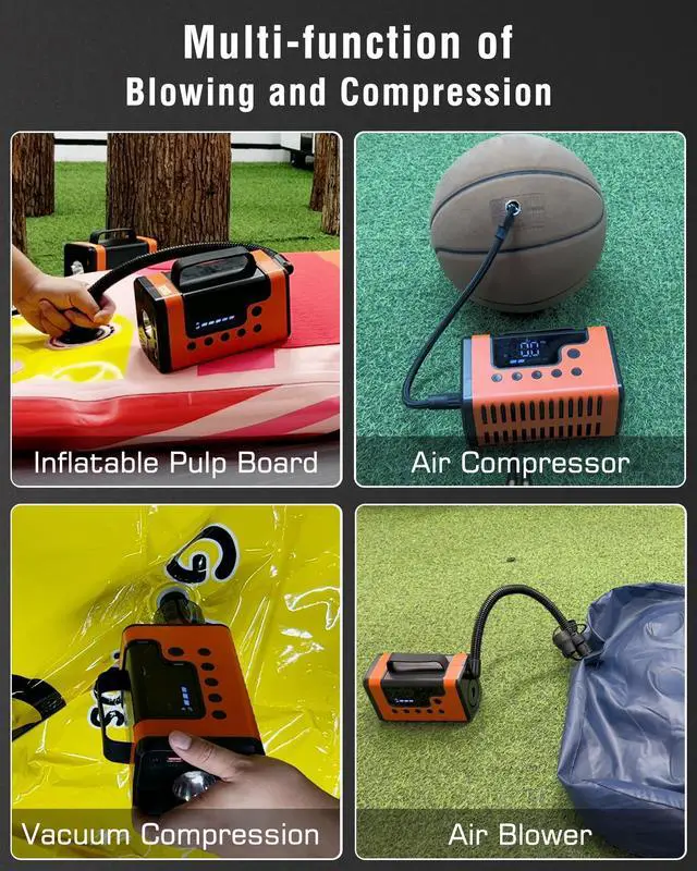 Alt view image 5 of 7 - Vehicle Jump Starter w/Air Compressor, Vacuum Cleaner, Blower, Power Bank, Flashlight/SOS/Strobe, more!