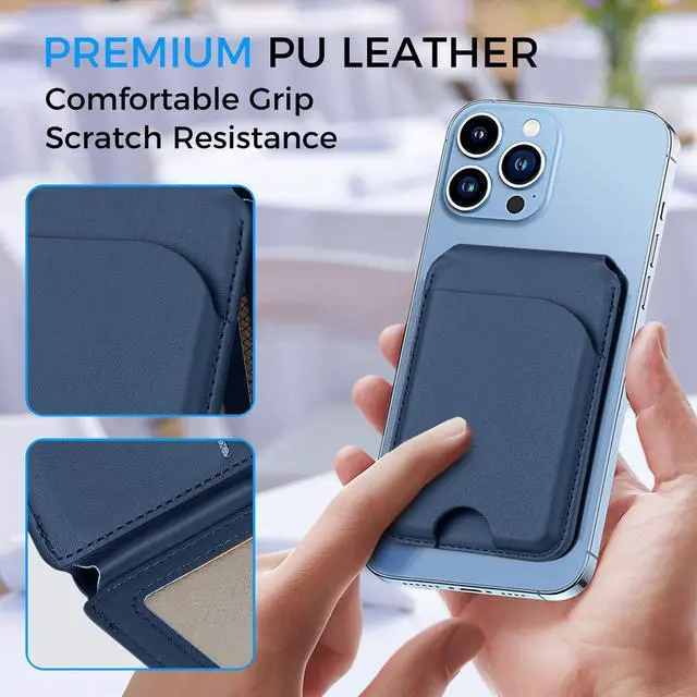 Alt view image 6 of 7 - MagSafe Wallet, Magnetic Card Holder with Adjustable Phone Stand, Leather Magnetic Phone Wallet for iPhone 17/16/15/14/13/12 Series, Ultra-Strong Magnetic Hold, Premium PU Leather, Slim Design-Blue