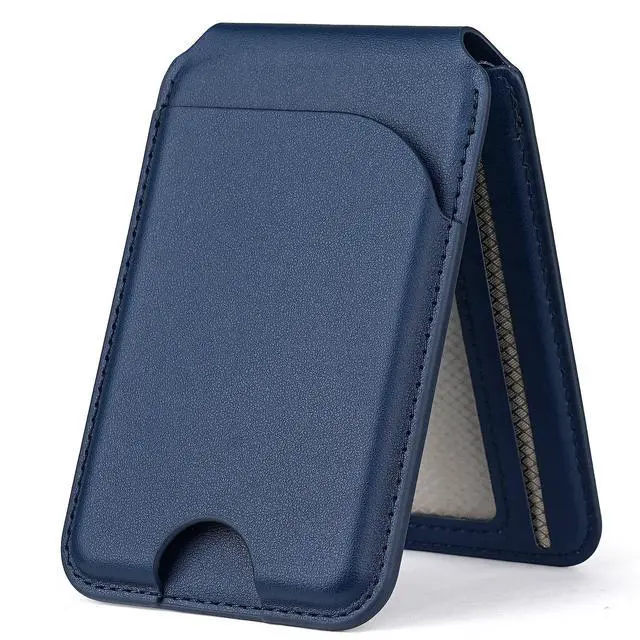 Alt view image 2 of 7 - MagSafe Wallet, Magnetic Card Holder with Adjustable Phone Stand, Leather Magnetic Phone Wallet for iPhone 17/16/15/14/13/12 Series, Ultra-Strong Magnetic Hold, Premium PU Leather, Slim Design-Blue