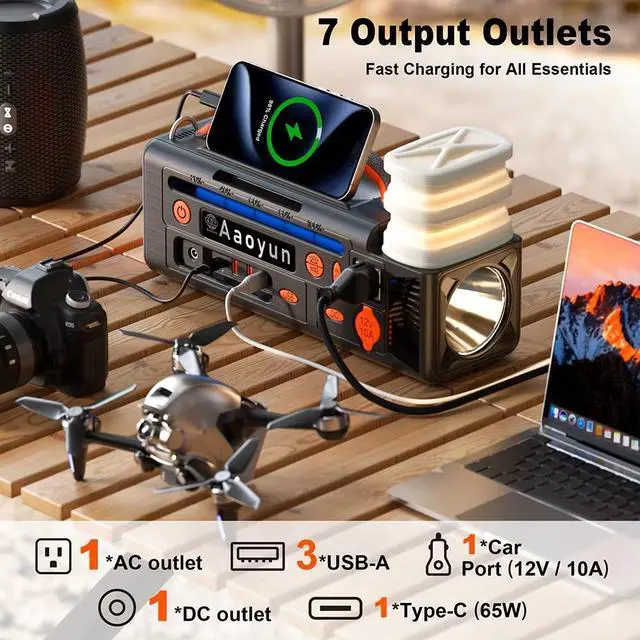 Alt view image 4 of 5 - Portable Power Station | 300W Pure Sine Wave Inverter | 296Wh Battery Backup for Camping & Emergency | Type-C & Solar Charging