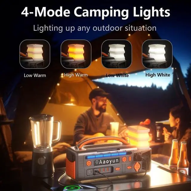 Alt view image 5 of 5 - Portable Power Station | 300W Pure Sine Wave Inverter | 296Wh Battery Backup for Camping & Emergency | Type-C & Solar Charging