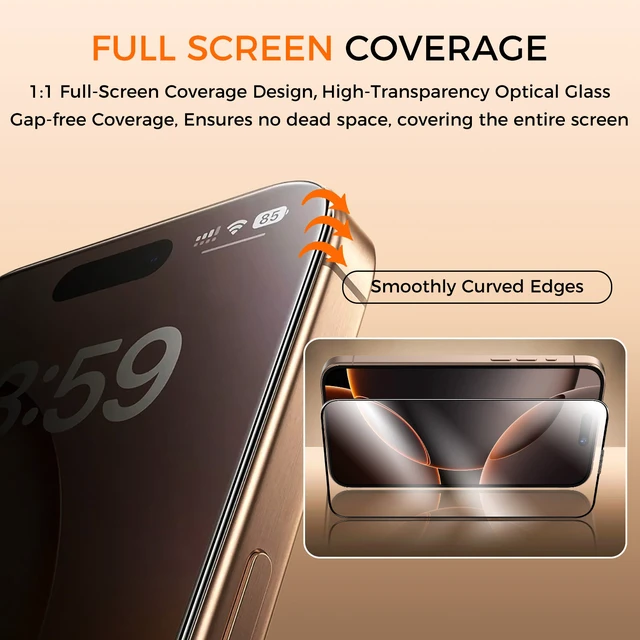 Alt view image 5 of 7 - Screen Protector for Apple Iphone 17, Tempered Glass, Crystal Clear HD Display, Auto-Alignment Install, Bubble Free, Case Friendly, 9H Hardness, Scratchproof