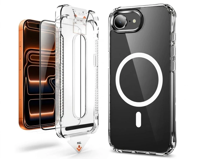 Main image of Clear Stand Phone Case & Screen Protector Bundle for Apple iPhone Air
