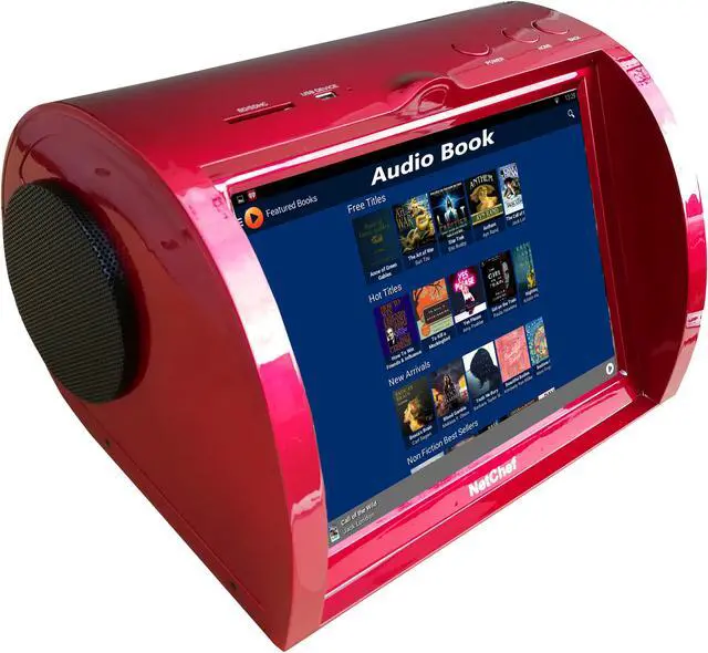 Alt view image 2 of 10 - Kitchen Entertainment, Counter-top Design, Hi-Fi Speakers, Audio Book, 15K+ Radio Stations, Streaming Videos, Movies, Music, Auto Wi-Fi, Plug & Play, Social Media, Recipes, 8”Touch Panel, NC820-RED