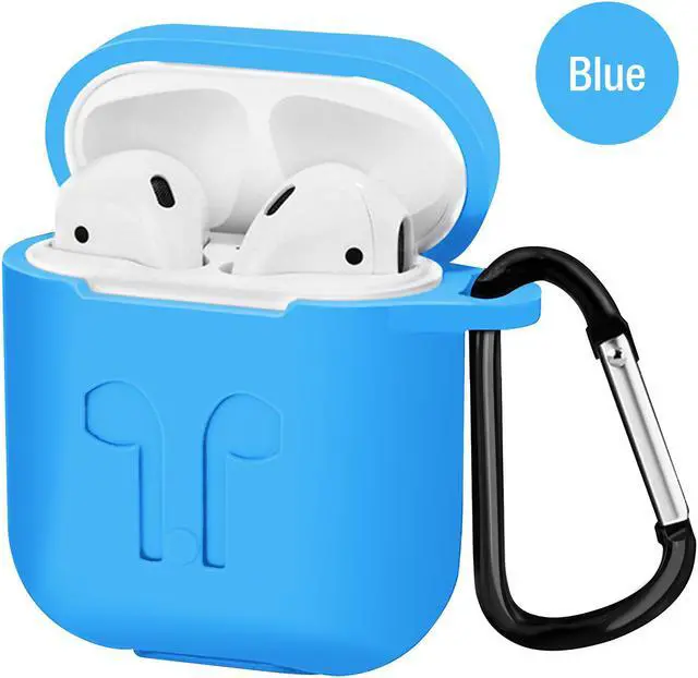 Airpod Protective Case, Airpod Earbuds Protective Cover Silicone Skin, Precision Size, 3mm skin, 360 protection, metal Keychain hook, for Airpods 1 & Airpods 2