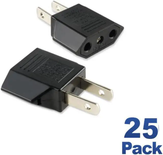 Main image of 25 Pack Plug Adapter Converts EURO to USA 2 prong to 2 plug