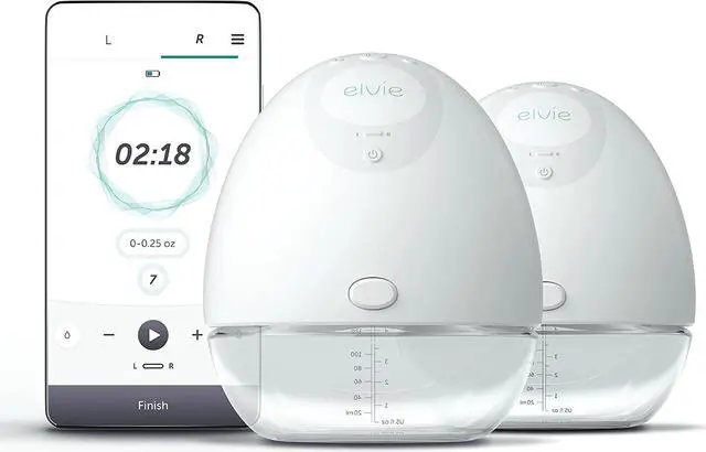 Main image of Elvie Double Electric Wearable Smart Breast Pump | Silent Hands-Free Portable Breast Pump That Can Be Worn in-Bra with App 2-Modes & Variable Suction | Baby Registry Breast Feeding Essentials