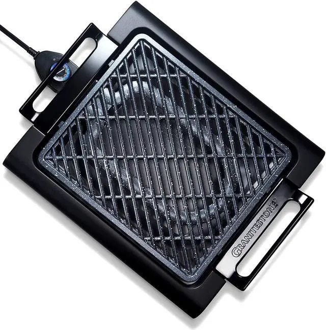 Alt view image 2 of 5 - Granitestone Indoor Electric Smoke-Less Grill with Cool-touch handles
