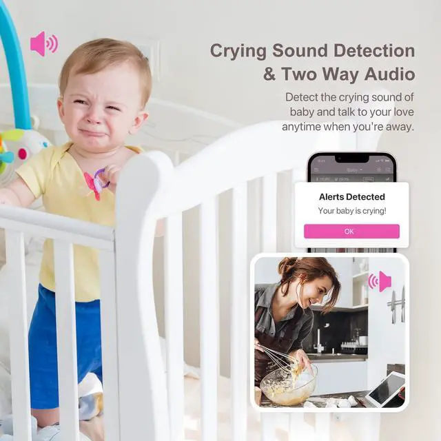 Alt view image 2 of 5 - iBaby Smart Baby Breathing Monitor - with Camera and Audio, Tracking Baby's Breathing, Sleeping, Movement. I2 Wi-Fi Video Baby Monitor, Contactless, Work with Smartphone,