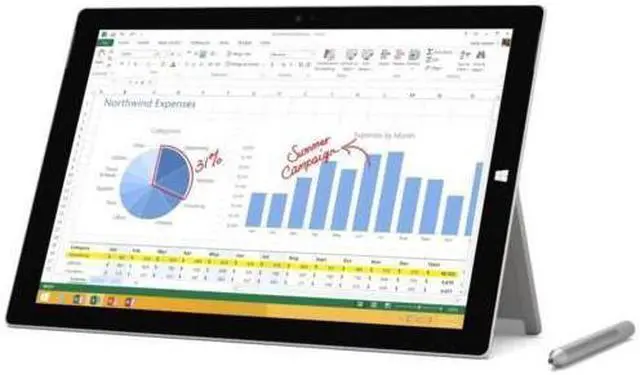 Alt view image 2 of 5 - Microsoft Surface Pro 3 Tablet (12-Inch, 64 GB, Intel Core i3, Windows 10) + Microsoft Surface Type Cover