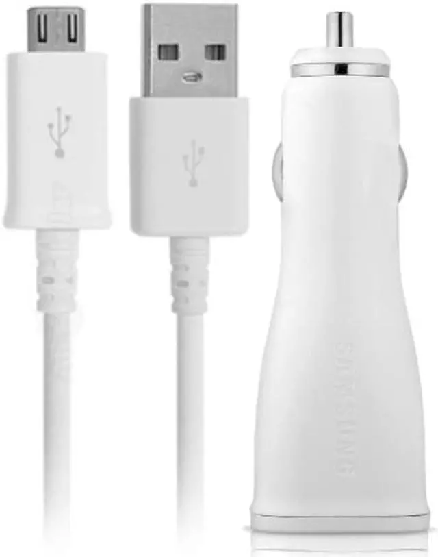 Main image of Samsung Data & Charger Travel Cable 3 Feet + Galaxy Edge Note Fast Car Charger - (White) - OEM