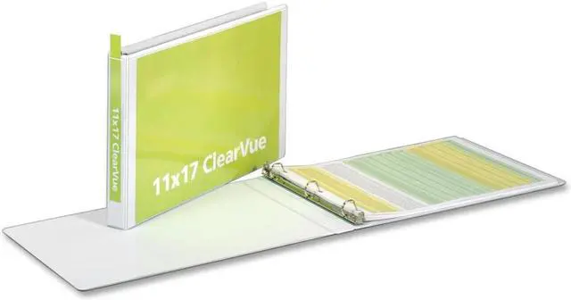 Main image of Cardinal 11 x 17 ClearVue Slant-D Ring Binder 1" Cap White 22112