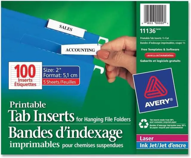 Alt view image 4 of 11 - Avery Insert,1/5cut,F/Tabs,1c 11136