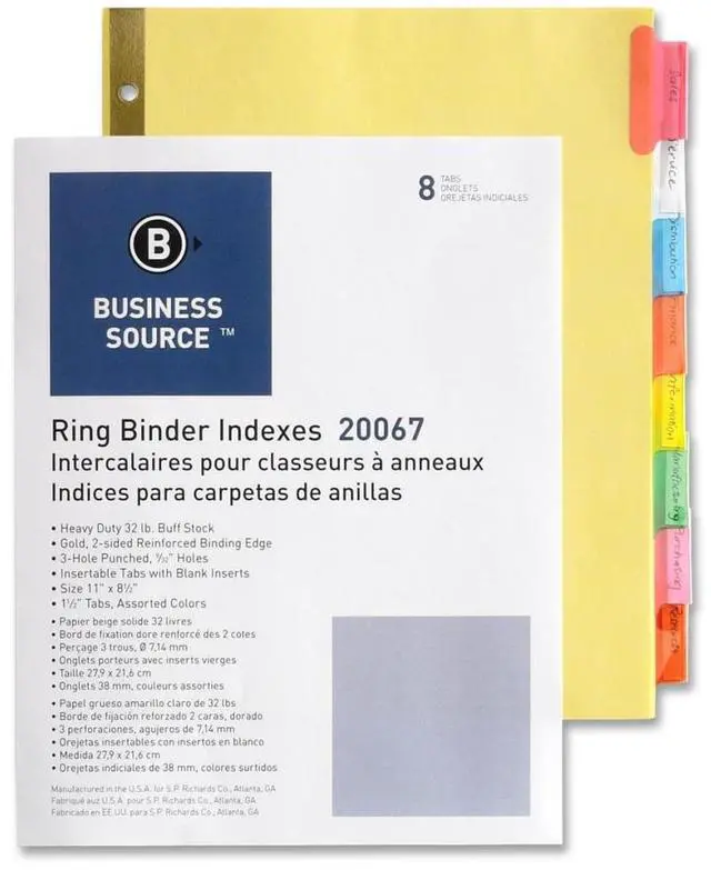 Alt view image 2 of 7 - Insertable Tab Indexes 8 Tab 11"x8-1/2" Buff Paper/Multi