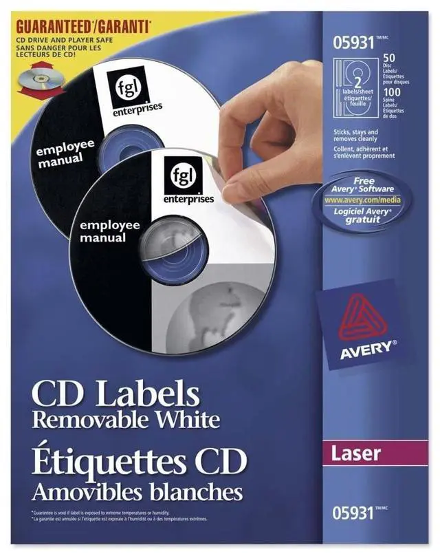 Alt view image 2 of 19 - AVERY 5931 Matte White Removable CD Labels for Laser Printers