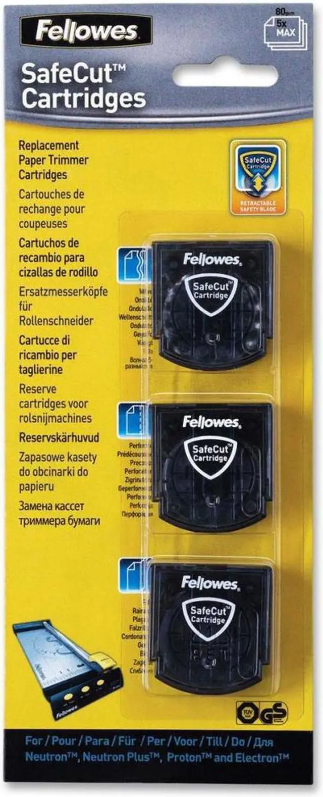 Main image of Fellowes 5411304 Replacement Safecut Blade Cartridges - 3pk Assorted