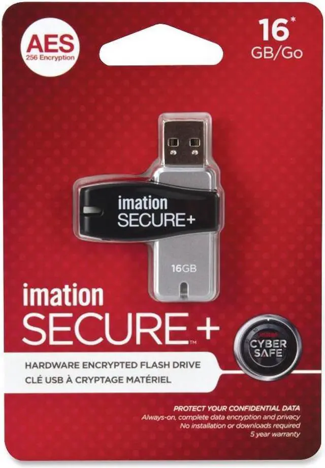 Alt view image 3 of 9 - Imation Secure 16 GB USB 2.0 Flash Drive - Black, Silver