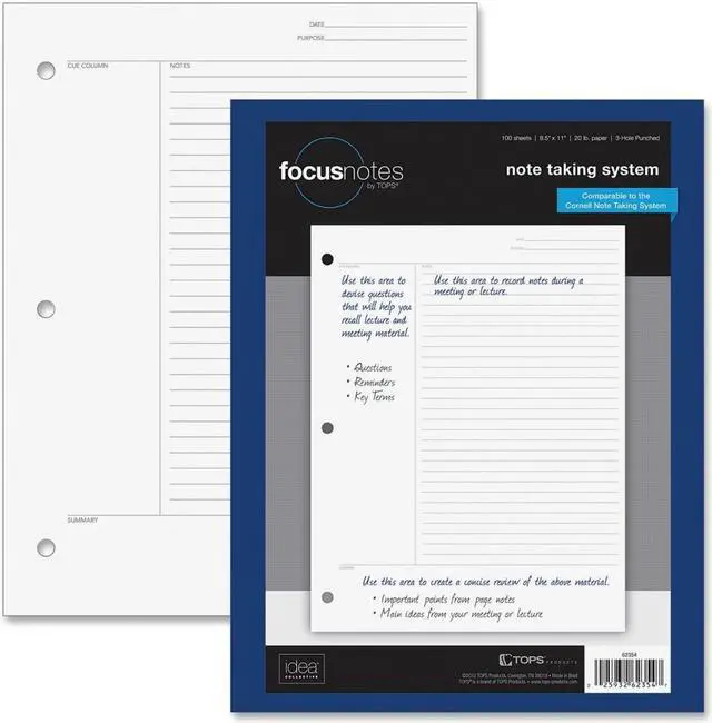 Main image of TOPS FocusNotes Filler Paper, 8-1/2inch x 11inch, 3-Hole Punched