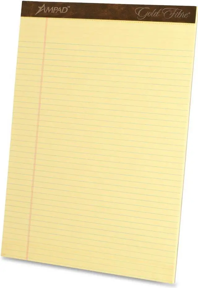 Main image of Tops 20020 Gold Fibre Ruled Pad, Legal/Legal Rule, Ltr, Canary, 50-Sheet Pads/Pack, Dozen