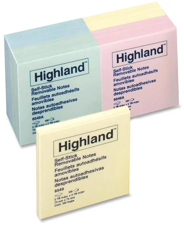 Alt view image 2 of 13 - Highland Self-Stick Notes 3 x 3 Assorted Pastel 100-Sheet 12/Pack 6549A