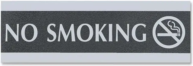 Alt view image 2 of 5 - Century Series Office Sign, No Smoking, 9 x 1/2 x 3, Black/Silver