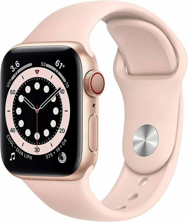 Main image of Apple Watch Series 6 40mm Gold Aluminum Case with Pink Sand Band GPS + Cellular M02P3LL/A