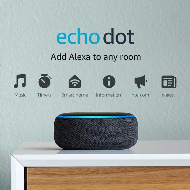 Alt view image 2 of 8 - Amazon Echo Dot 3rd Gen Smart Speaker with Alexa - Charcoal - C78MP8