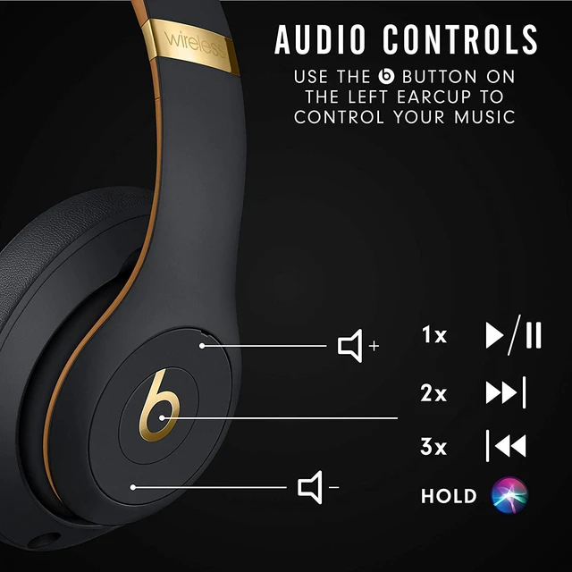 Alt view image 5 of 12 - Studio 3 Wireless Bluetooth Noise Cancelling Over-the-Ear Headphones Midnight Black - Skyline Collection MXJA2LL/A
