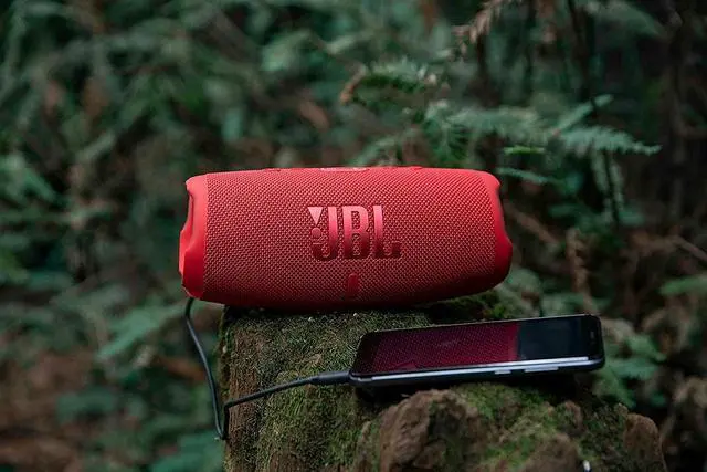 Alt view image 7 of 14 - Charge 5 Waterproof Portable Bluetooth Speaker - Red JBLCHARGE5REDAM