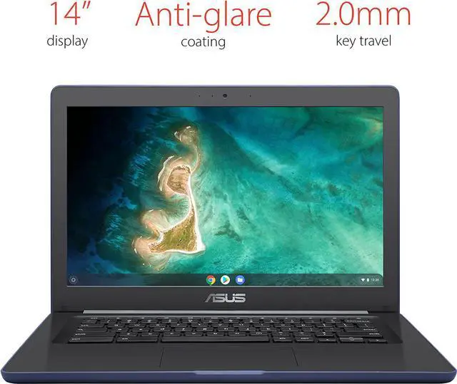 Alt view image 5 of 20 - Asus Chromebook 14" 4GB RAM, 32GB Intel Celeron N3350 - Dark Blue C403NA-WS42-BL