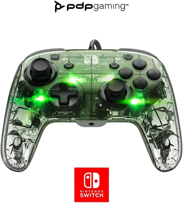 Alt view image 3 of 8 - PDP Afterglow Deluxe+ LED Wired Gaming Controller - Clear 500-132-NA