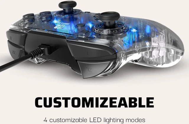 Alt view image 4 of 8 - PDP Afterglow Deluxe+ LED Wired Gaming Controller - Clear 500-132-NA