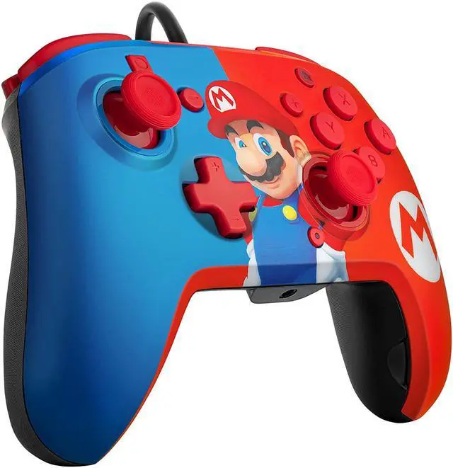 Alt view image 2 of 7 - PDP Gaming Faceoff Deluxe+ Wired Switch Pro Controller - Red/Blue Mario Design 500-134-NA-C1MR-1