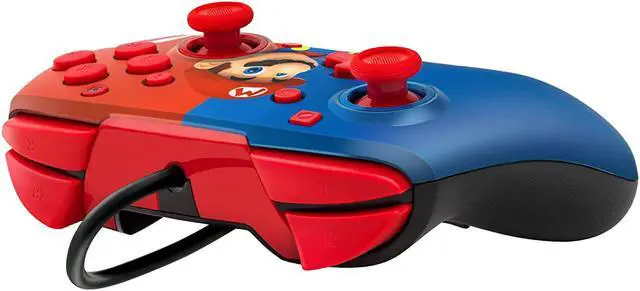 Alt view image 6 of 7 - PDP Gaming Faceoff Deluxe+ Wired Switch Pro Controller - Red/Blue Mario Design 500-134-NA-C1MR-1